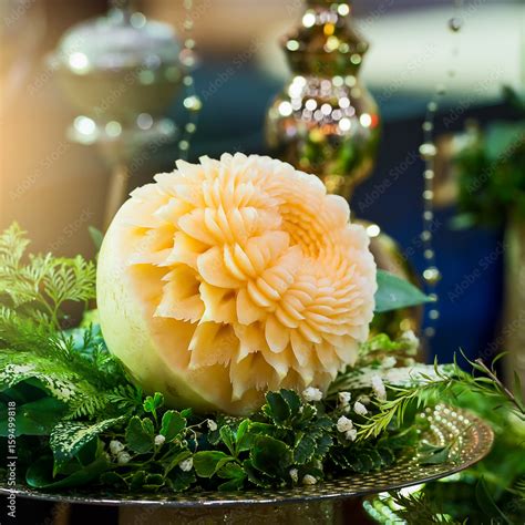 Cantaloupe Flower Carving