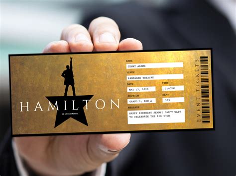 Printable Hamilton Tickets Template Surprise Hamilton Tickets Fake Hamilton Tickets Editable ...