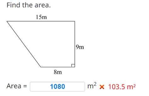 education - Area of a right trapezoid with bases $15$ and $8$, and height $9$ - Mathematics ...