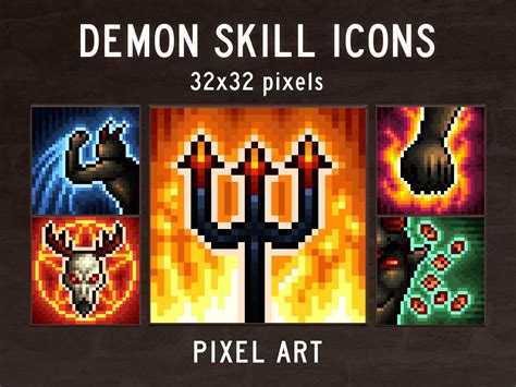 Demon Skill Icons 32×32 Pixel Art by 2D Game Assets on Dribbble