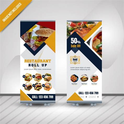 Food Roll Up Banner Design For Restaurant | Rollup banner design, Standee design, Banner design