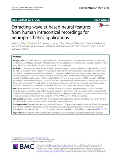 (PDF) Extracting wavelet based neural features from human intracortical recordings for ...