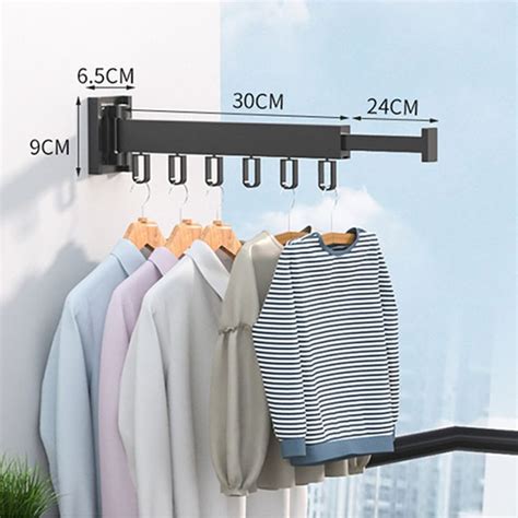 Folding Clothes Hanger Wall Mount Retractable Cloth Drying Rack ...