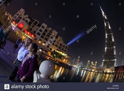 Burj khalifa night fountain hi-res stock photography and images - Alamy