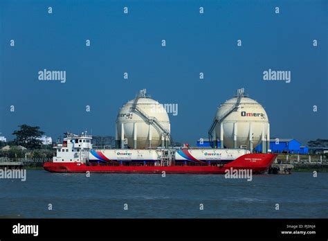 Omera LPG plant of Omera Gas One Ltd on the bank Pasur River. Mongla ...