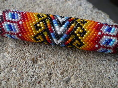 Peyote stitch beaded keychain Native American Indian handmade