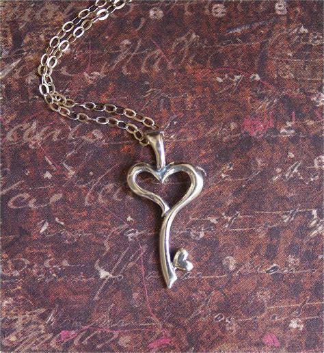 Heart Key Necklace STERLING SILVER PERFECT | Etsy