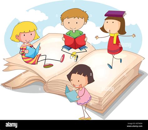 Many children reading books illustration Stock Vector Image & Art - Alamy