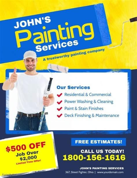 Painting Services Flyer Poster Template | Painting services, Flyer, Business slogans