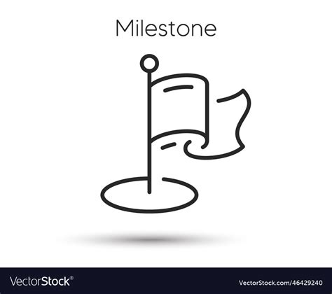 Milestone pin line icon flag location pointer Vector Image