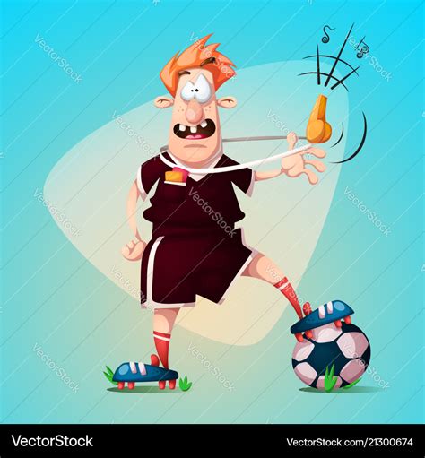 Funny cute cartoon football referee Royalty Free Vector