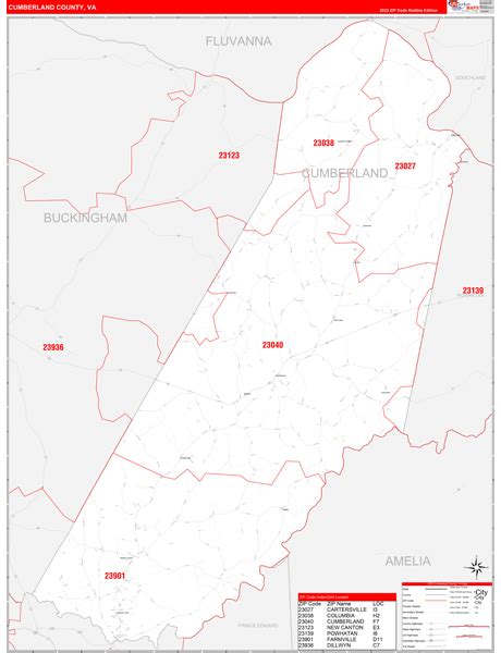 Wall Maps of Cumberland County Virginia - marketmaps.com