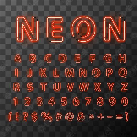 Bright red Neon letters font on transparent background - stock vector 1813041 | Crushpixel