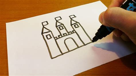 Very Easy ! How to Draw a Castle - art on paper - YouTube