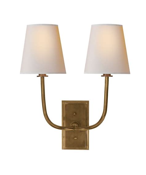 Hulton Double Wall Sconce, Antique Brass | Double wall sconce, Sconces ...