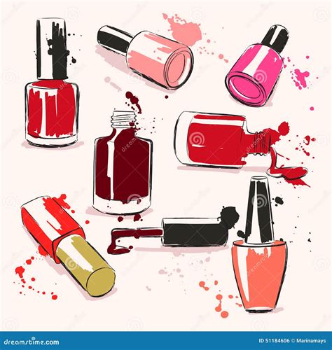 Hand Drawing Vector Illustration with Nail Polish Stock Vector - Illustration of rough, makeup ...