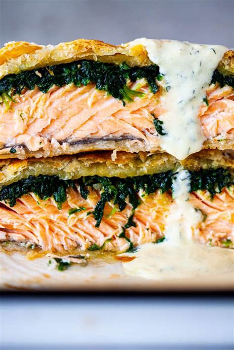 Salmon en Croute with Dill Cream Sauce | Recipe | Salmon en croute, Salmon wellington recipe ...