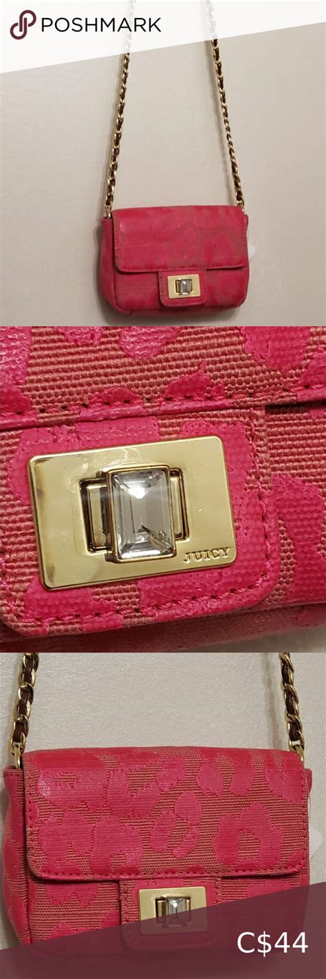 Juicy Couture Bright Pink Mini Crossbody Bag great condition diamond ...