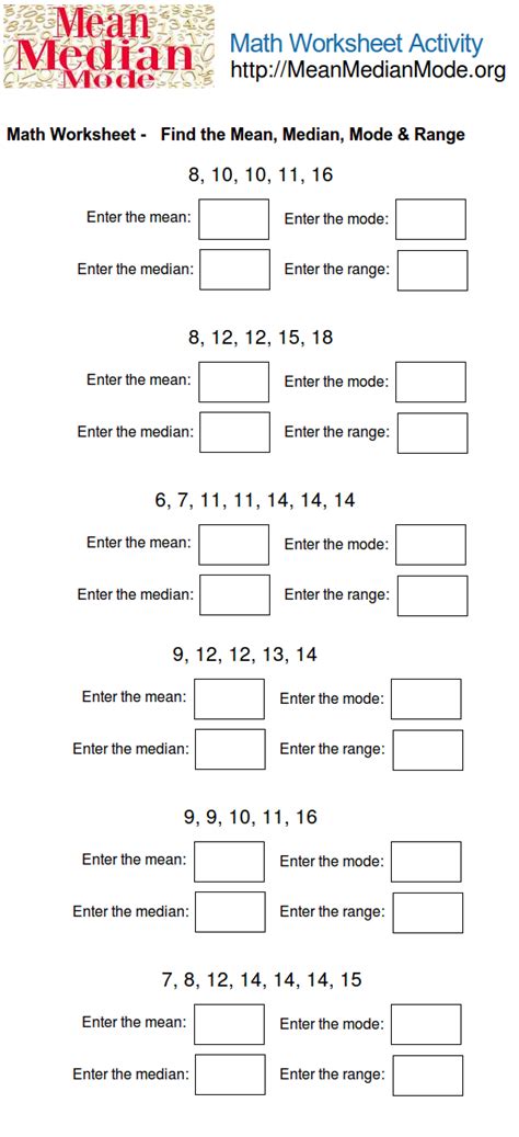 Mean Median Mode Worksheets Pdf