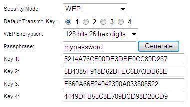 WEP Key Passphrase