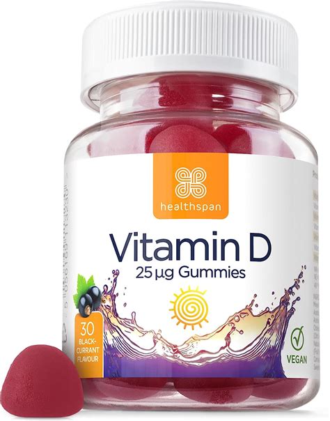 Healthspan Vitamin D Gummies (30 Gummies) | Blackcurrant Flavour ...