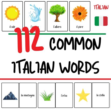 Flashcard italiane 112 parole italiane comuni italiano per - Etsy Italia