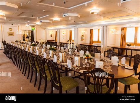 Great Britain, Scotland, Edinburgh, Leith, The Royal Yacht Britannia Museum, Banquet Room Stock ...