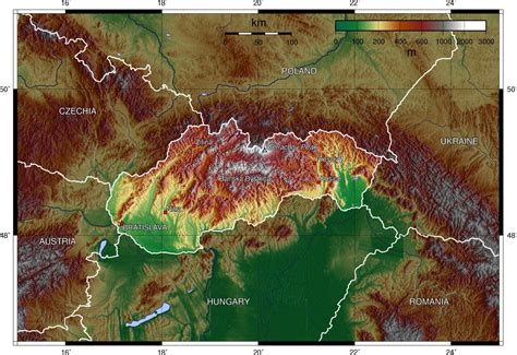 Topographic map of Slovakia [1400x962] : MapPorn