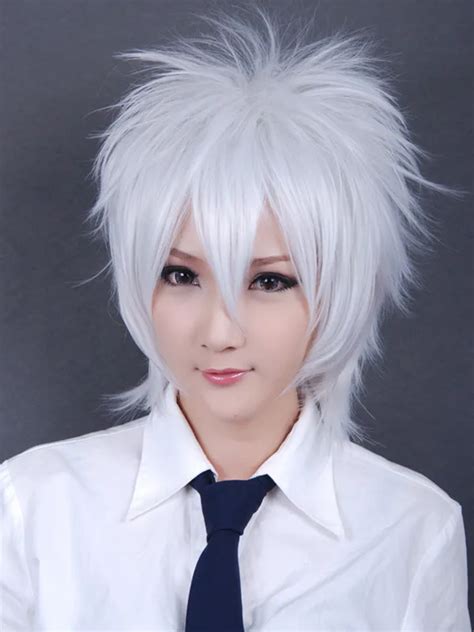 Top heat resistance silvery white short shaggy layered cosplay ...