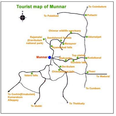 Map of Munnar | Tourist Map of Munnar | Munnar Tourism Map - Munnar Tour Guide