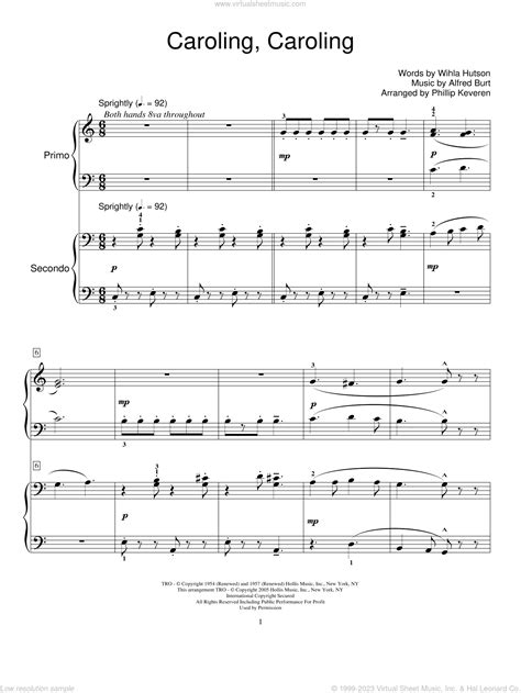 Caroling, Caroling sheet music for piano four hands (PDF)