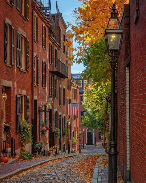 Acorn Street in Boston | England aesthetic, Boston photography, Boston in the fall