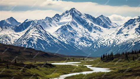 Premium Photo | Alaska mountain range wilderness nature landscape snowy ...