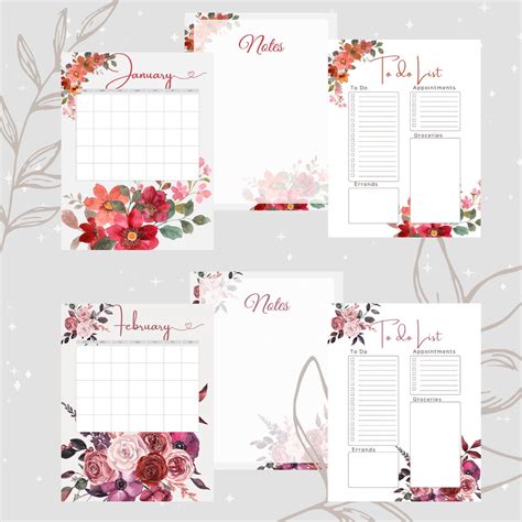 Printable Floral Calendar / Planner - Etsy