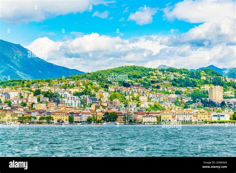 Old town of Lugano facing the Lugano lake in Switzerland Stock Photo - Alamy