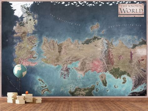 Game of Thrones Map Wallpaper Mural / Westeros Map Wallpaper / | Etsy