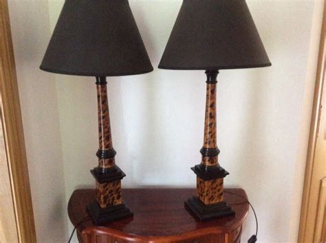 Two designer animal print lamps with black lamp shades | in Peterhead, Aberdeenshire | Gumtree