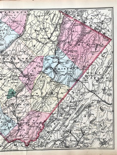 Sussex County Map Original 1877 New Jersey Atlas Newtown - Etsy