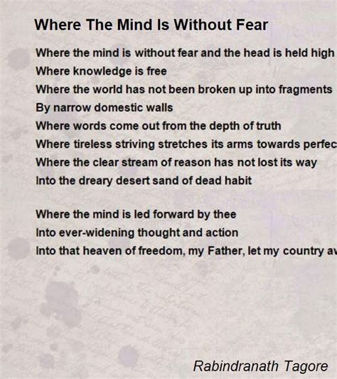 Where The Mind Is Without Fear Poem by Rabindranath Tagore - Poem Hunter