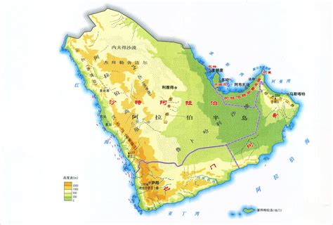 高清沙特阿拉伯地形图_世界地图_初高中地理网