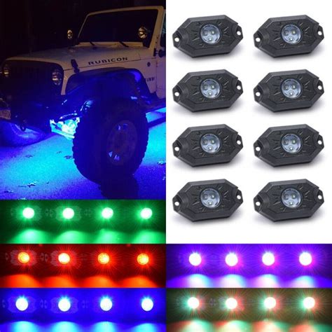 8 Pods Multicolor Jeep Wrangler Rock Lights Underglow Underbody Lights Led Rock Lights for Jeep ...