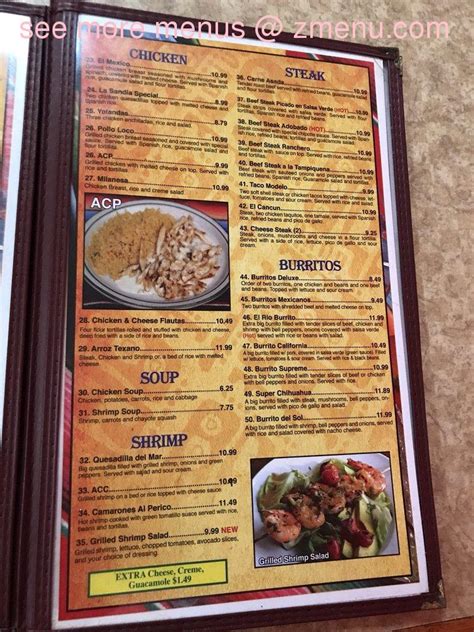 Menu at El Rio Mexican Restaurant, Butner, 316 Central Ave