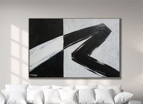 Minimalist Abstract Painting Black White Abstract Large Canvas | Etsy