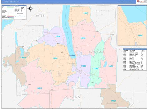 Schuyler County, NY Wall Map Color Cast Style by MarketMAPS - MapSales.com