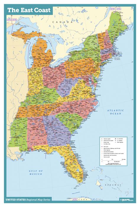 Map Of Eastern United States Printable Interstates Highways Weather ...