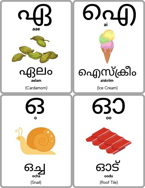 Malayalam Vowels Swaraksharangal Flashcards - Etsy Canada