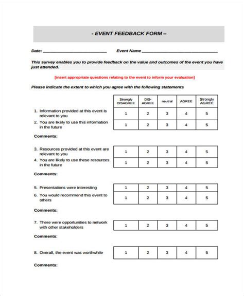 FREE 16+ Event Feedback Forms in PDF | MS Word | Excel