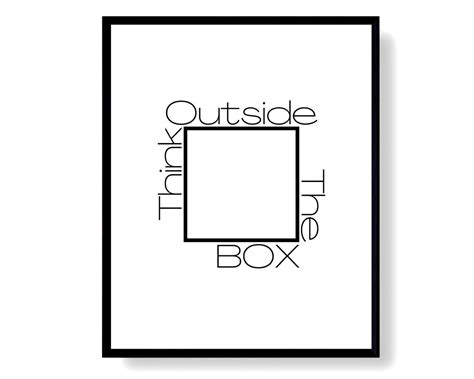 Downloadable Art Quote Print, Word Poster Motivational Sign, Think Outside the Box Inspirational ...