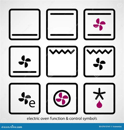 Electric Oven Function & Control Symbols Cartoon Vector | CartoonDealer ...