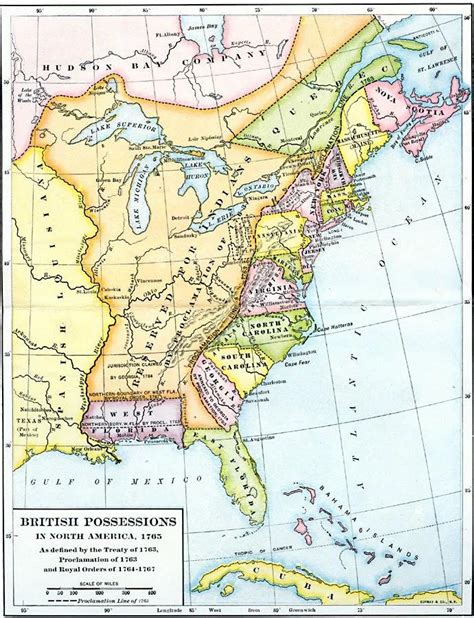 A map of established British Colonies in the present day US in 1765 (15 ...